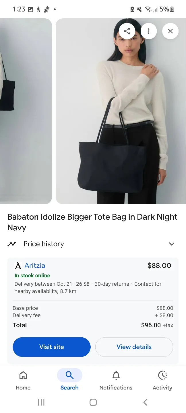 Babaton Idolize Bigger Tote Bag - Dark Night Navy image indicator(4)
