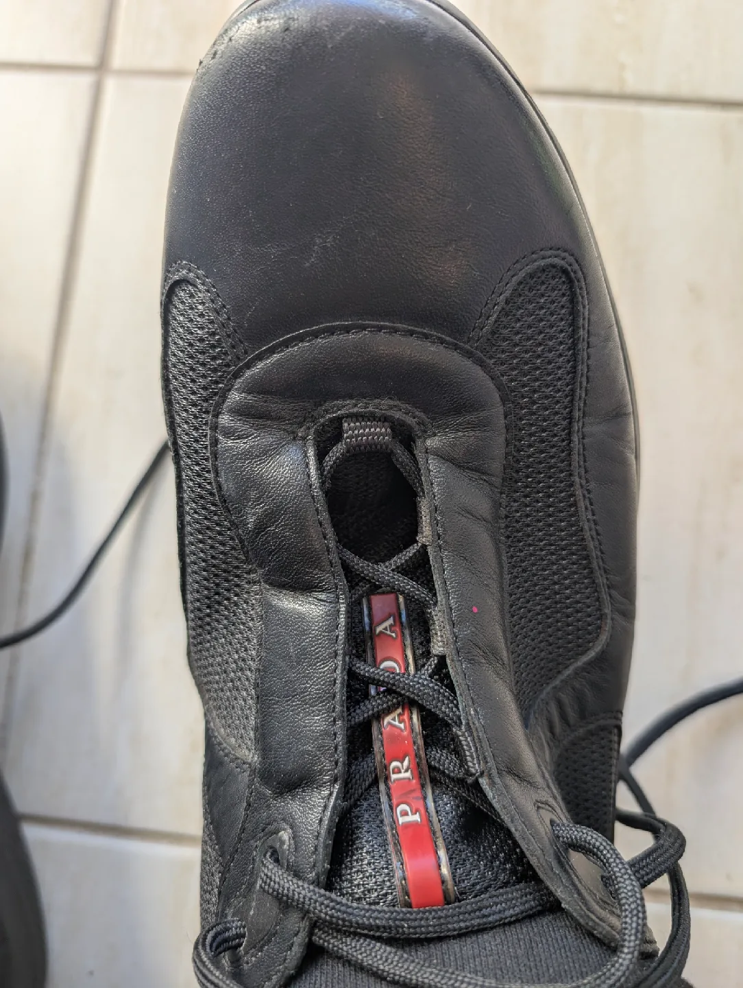 Prada Black Leather Sneakers Size 13 image indicator(5)