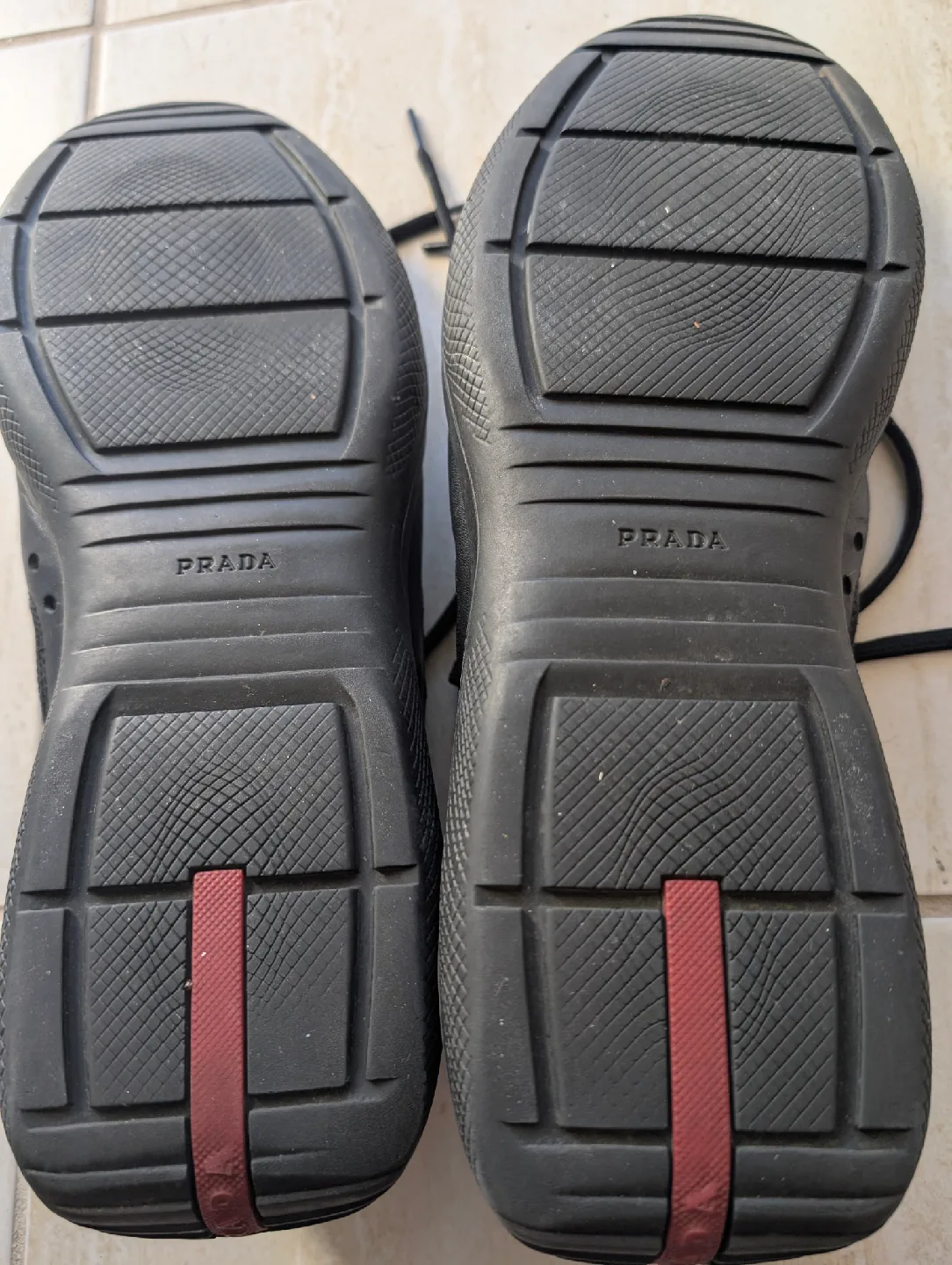 Prada Black Leather Sneakers Size 13 image indicator(6)