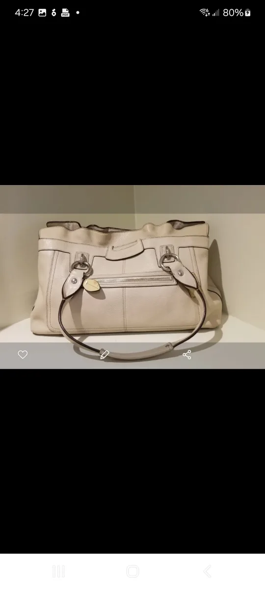 Coach Cream Leather Handbag thumbnail