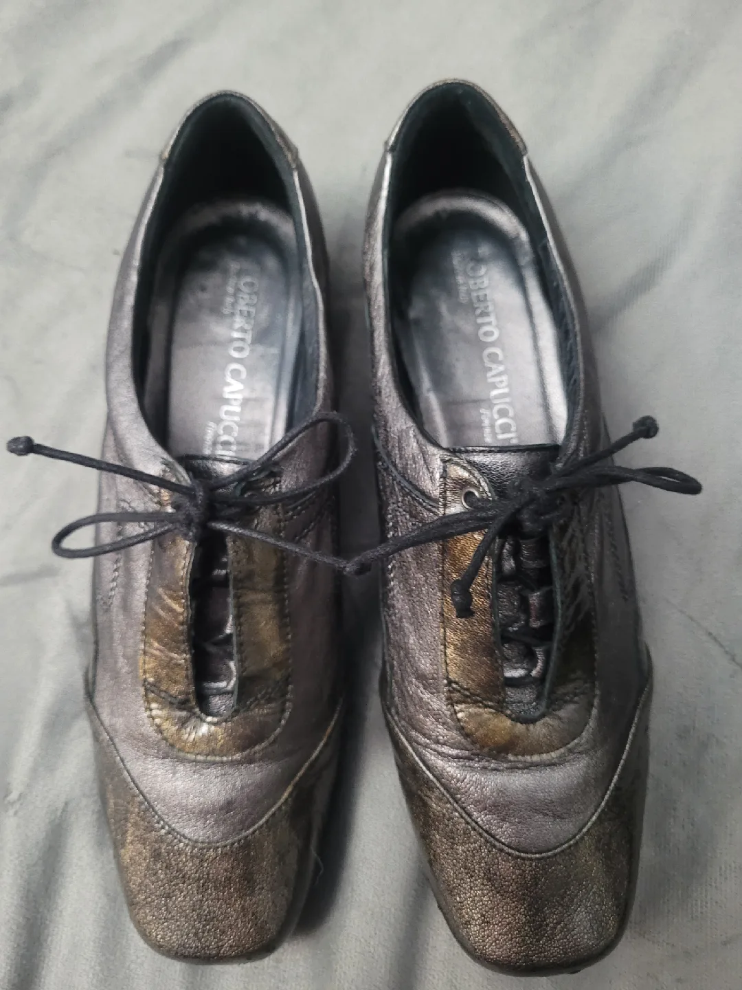 Roberto Capucci Metallic Grey Lace-up Shoes - Size 6.5🥕 thumbnail