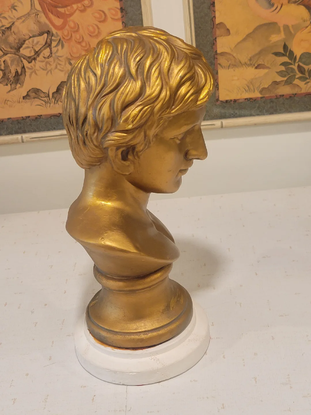 Gold Bust Sculpture of Juilus Caesar. art image indicator(2)