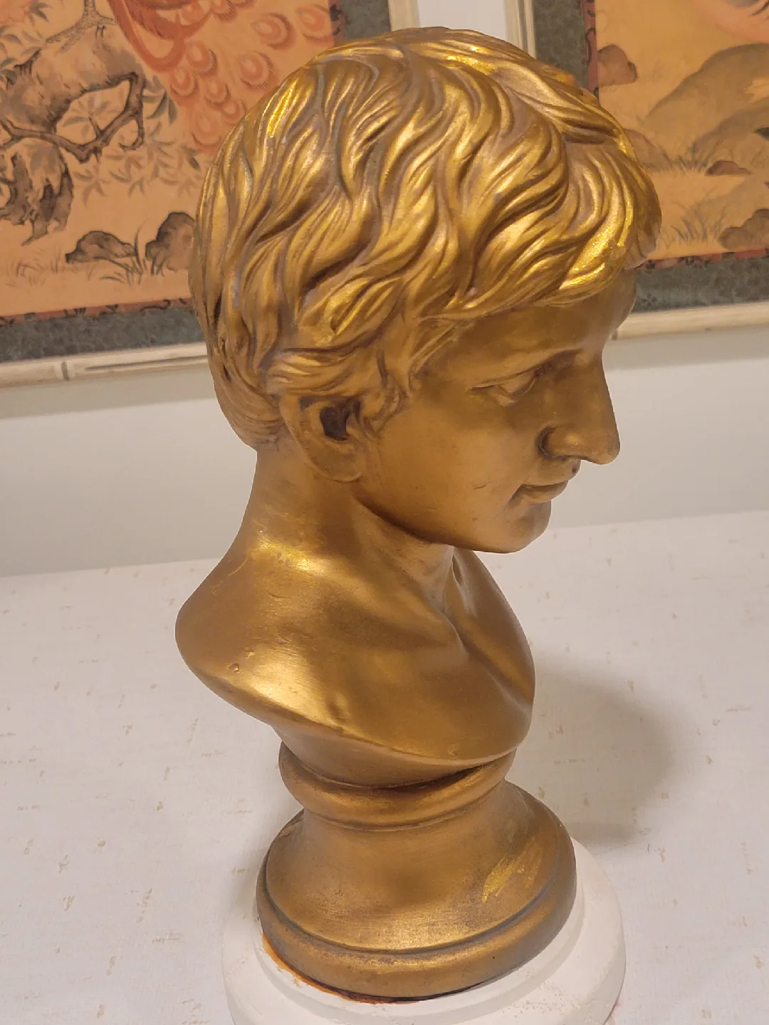 Gold Bust Sculpture of Juilus Caesar. art image indicator(4)
