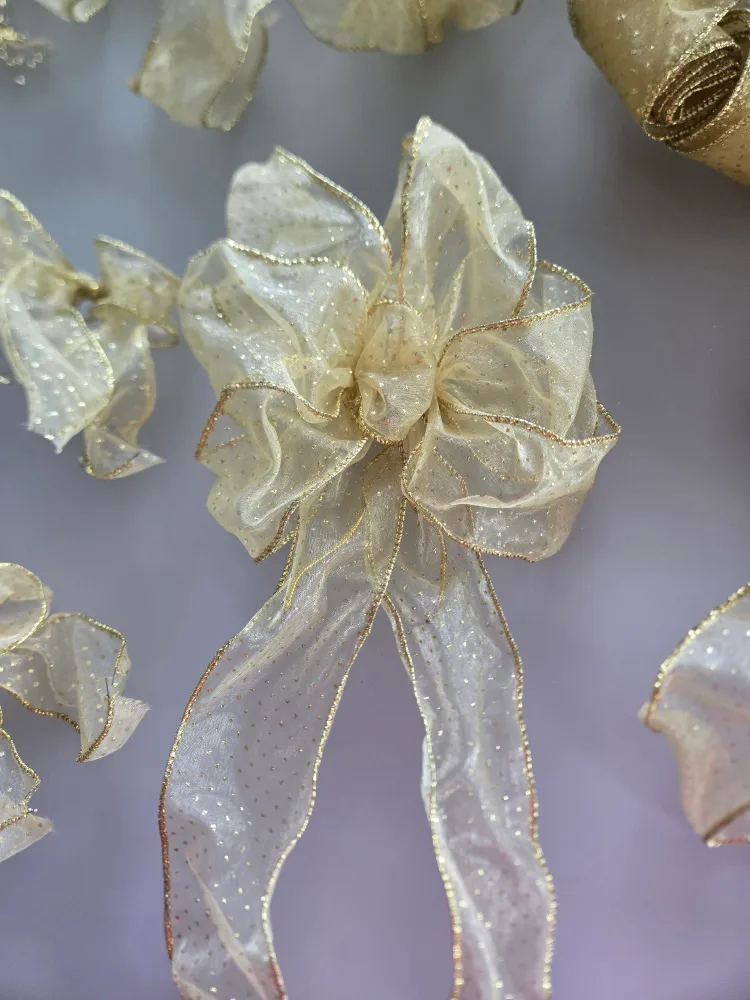 Gold Glitter Christmas Bows and Ornaments image indicator(4)
