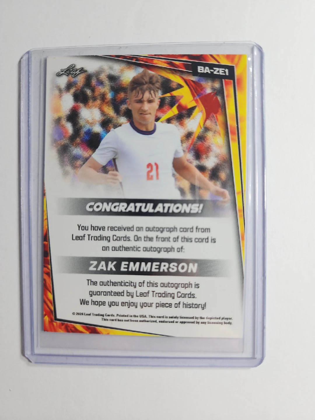 Zak Emmerson Autograph Card - photo 2