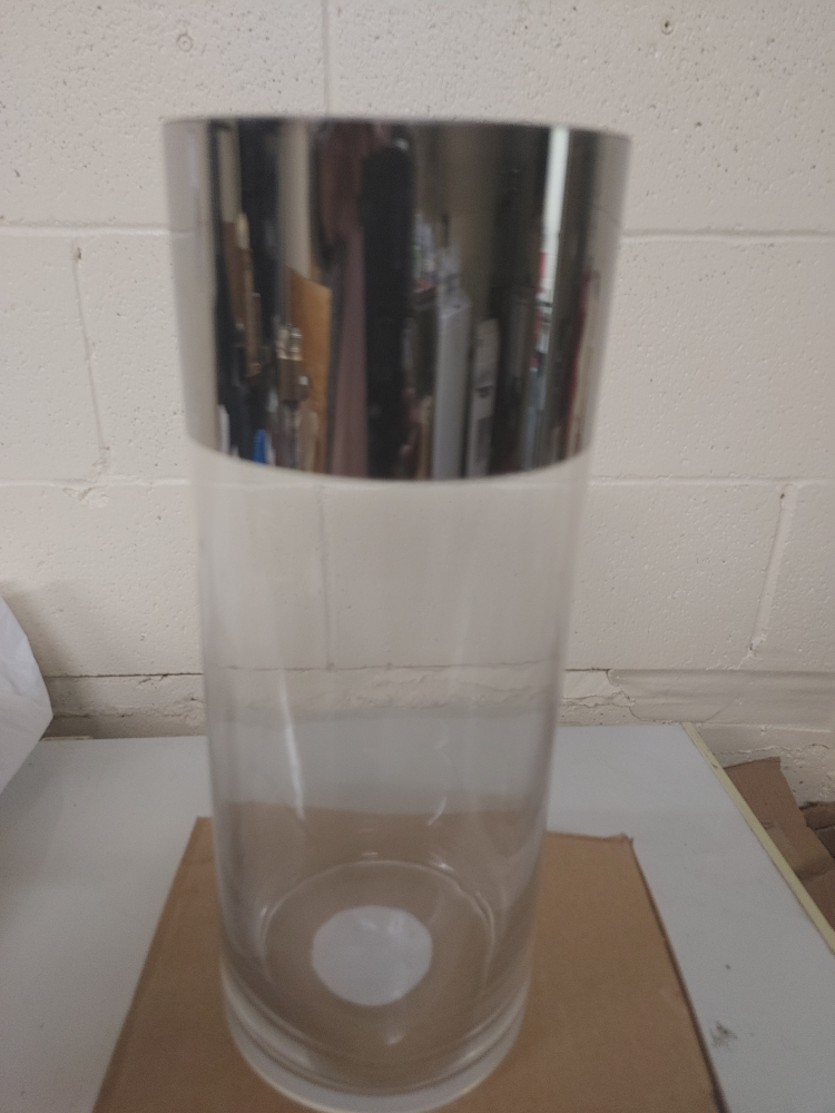 Glass Vase with Silver Rim