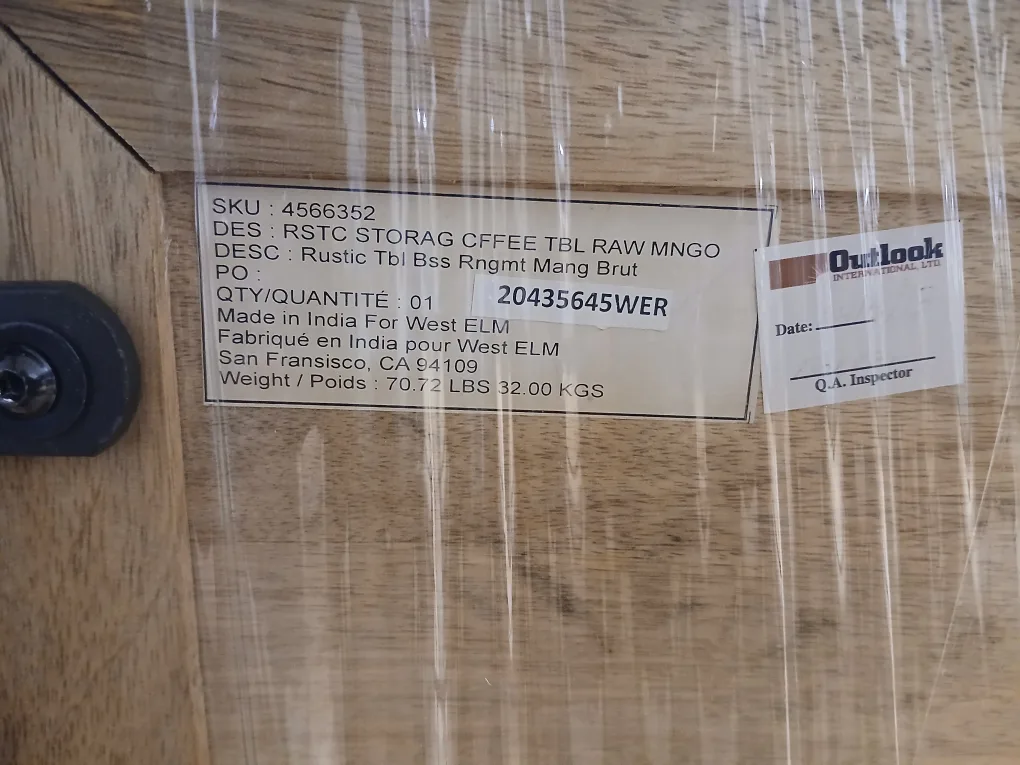 West Elm Rustic Storage Coffee Table - Raw Mango image indicator(5)