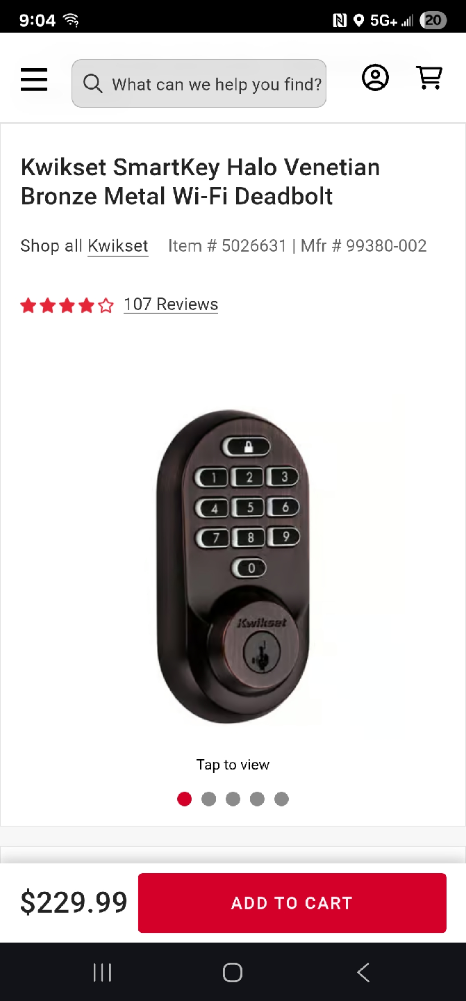 Kwikset Halo Keypad Wi-Fi Smart Lock - Venetian Bronze