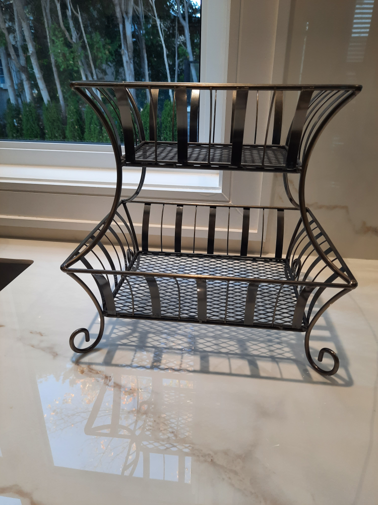 Two-Tiered Metal Basket Stand