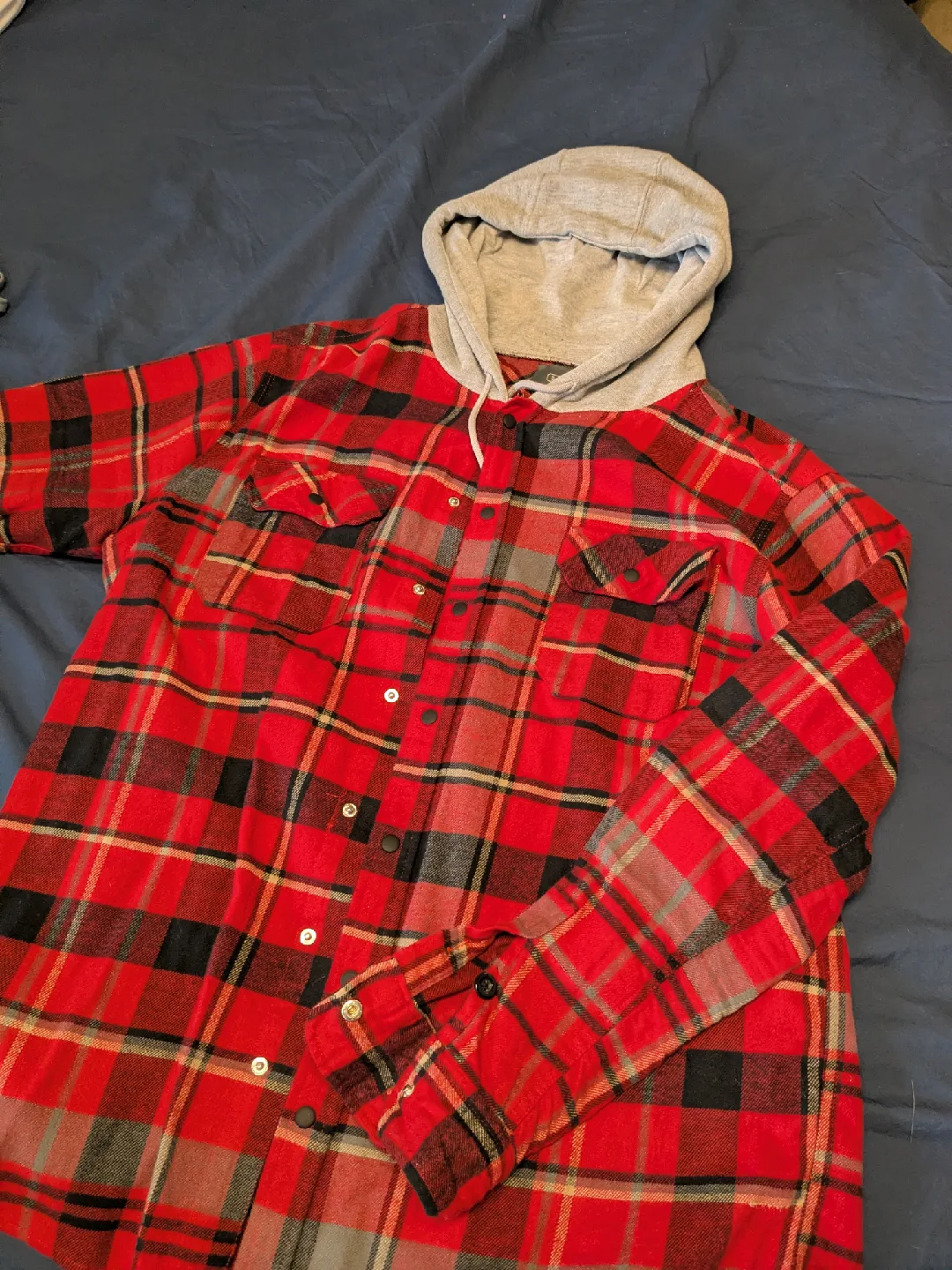 Exp Red Plaid Hoodie Flannel - Large thumbnail