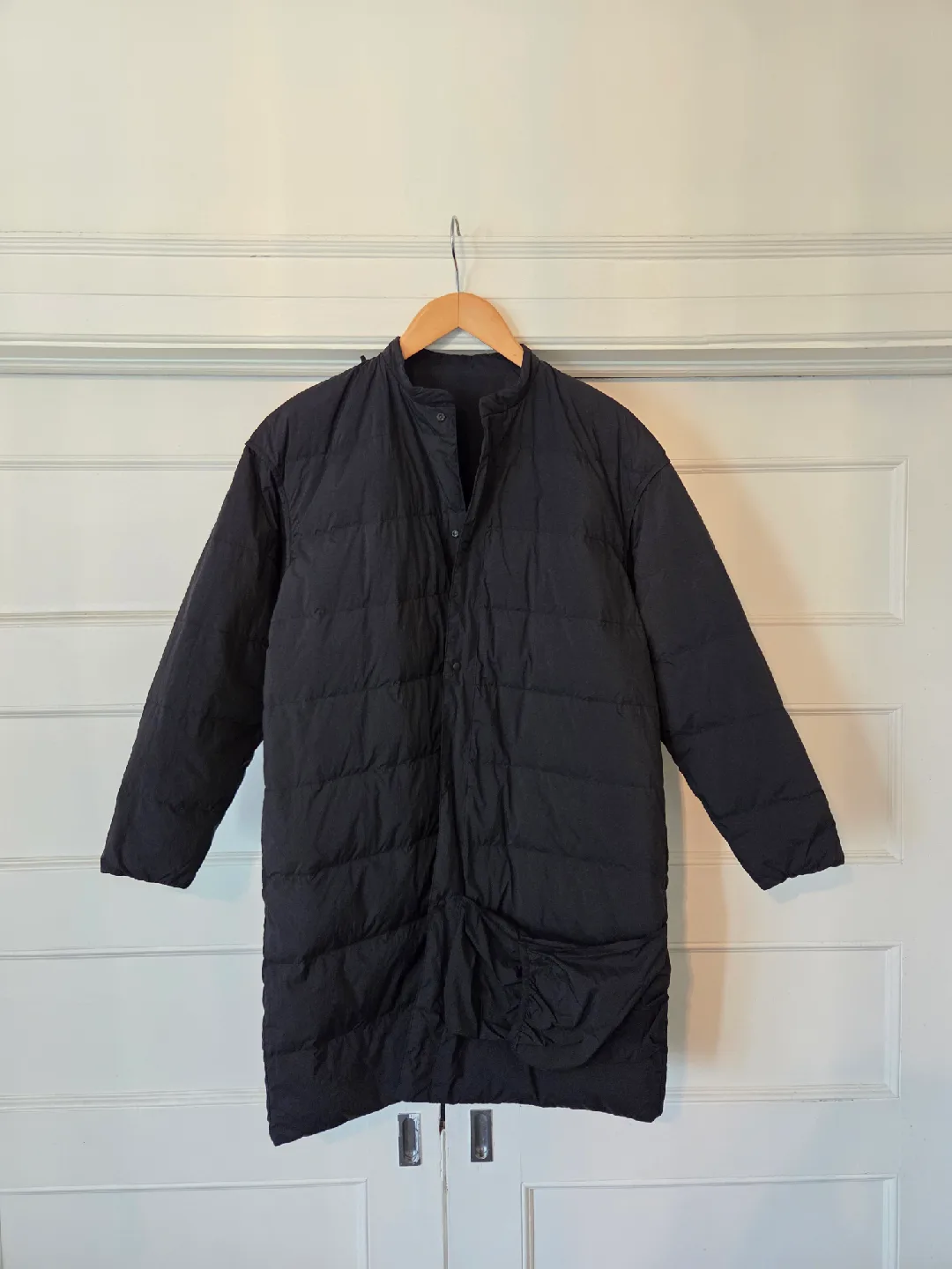 Muji Lightweight Long Down Jacket Dark Blue - 750 Fill image indicator(9)