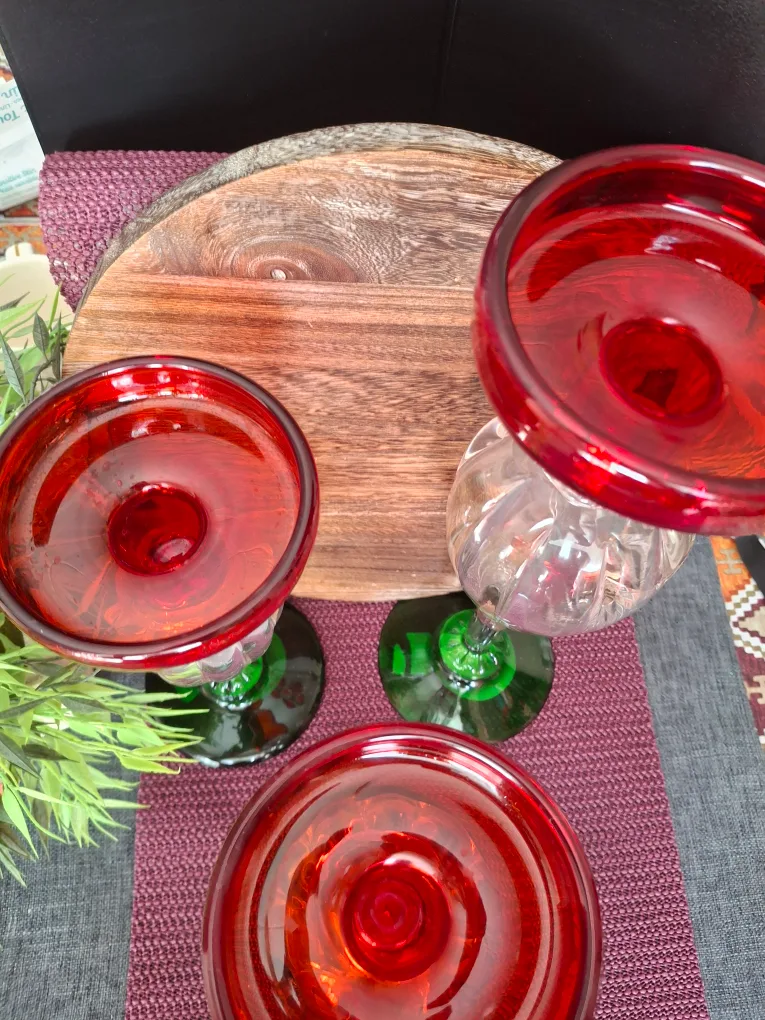 Red & Clear Glass Candle Holders (Set of 3) image indicator(8)