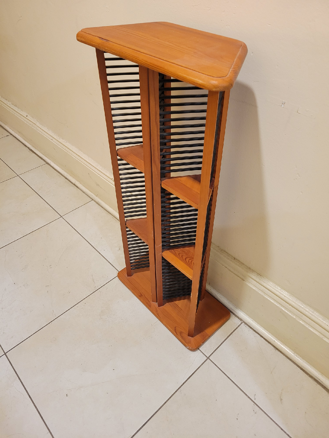 Wooden CD Rack Media Storage Tower - photo 2