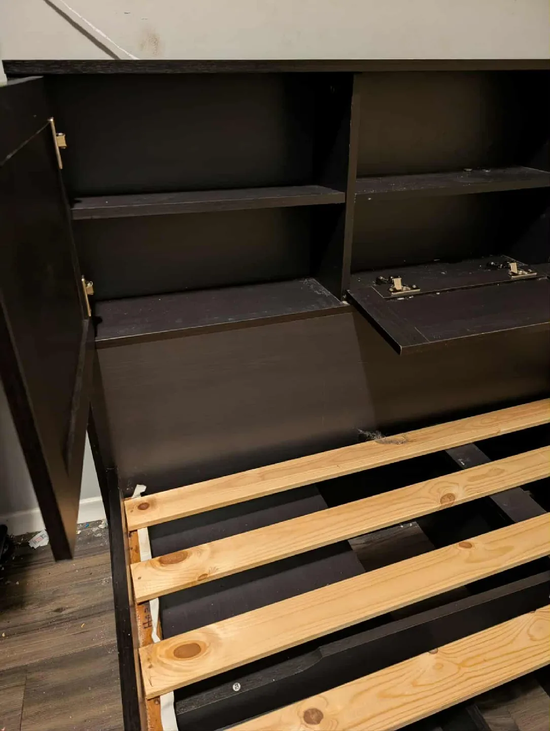 Dark Brown Bed Frame with Storage image indicator(2)