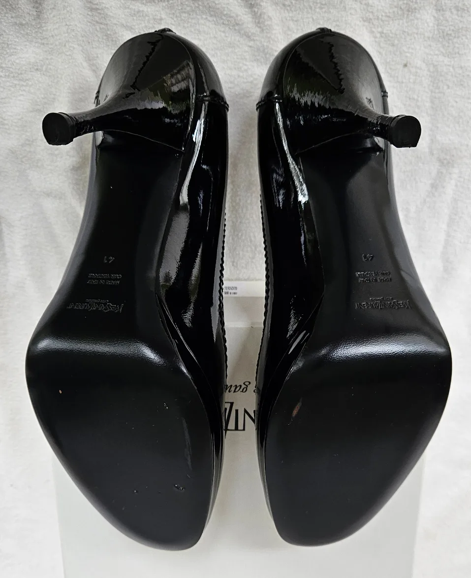 New Yves Saint Laurent Preppy 90 Pump Vitello Vernice Size 10 image indicator(5)