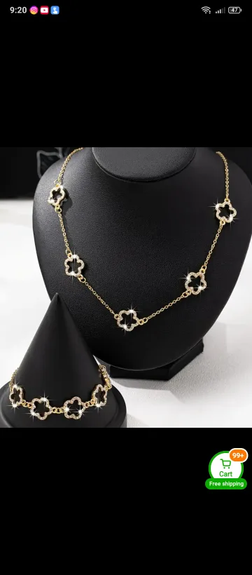 Clover Necklace & Bracelet Set - Gold image indicator(2)