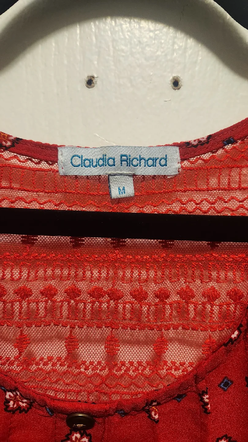 Claudia Richard Red Floral Blouse - Size M image indicator(5)