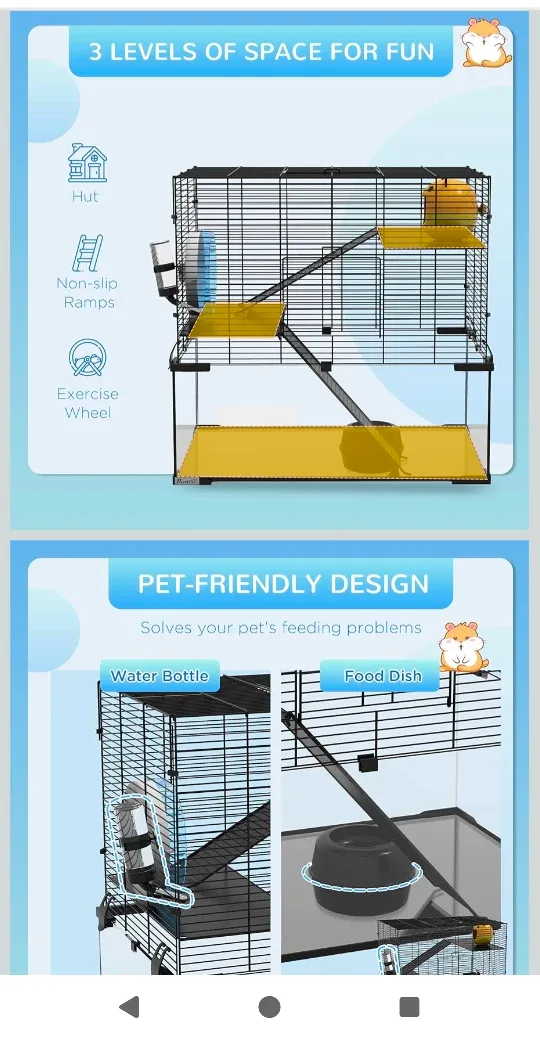 PawHut Gerbil/Hamster Cage - Black image indicator(2)