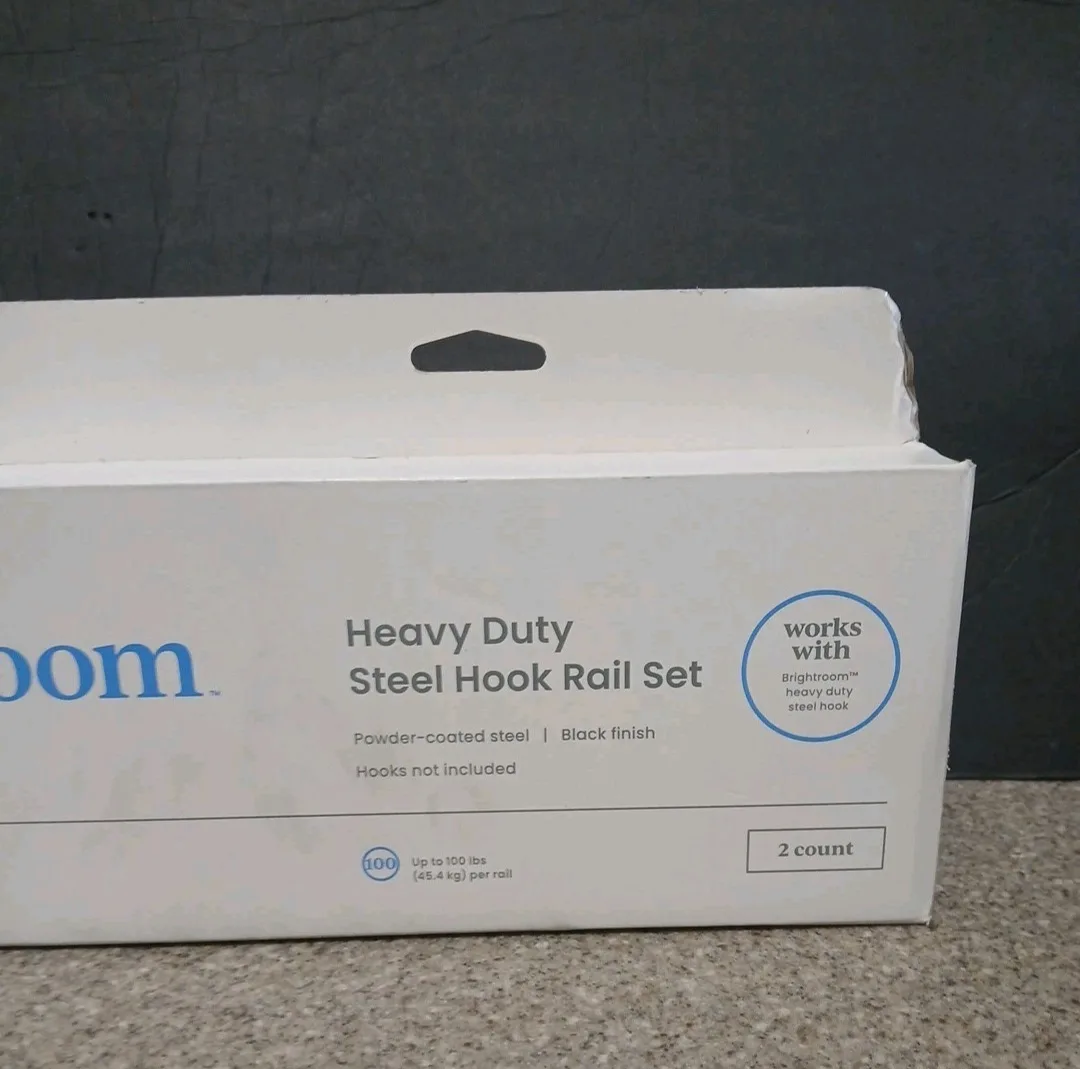 Brightroom Heavy Duty Steel Hook Rail Set - New lot of 2 image indicator(3)