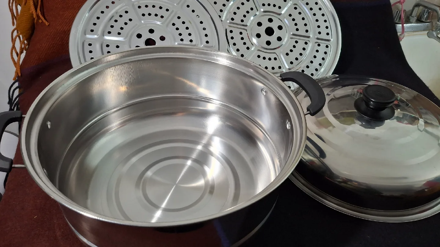 11.5" Stainless Steel Steamer Pot Set image indicator(4)