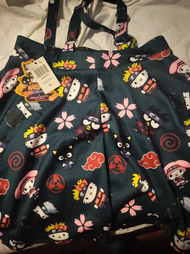Hello Kitty x Naruto Suspender Skirt - Size Small