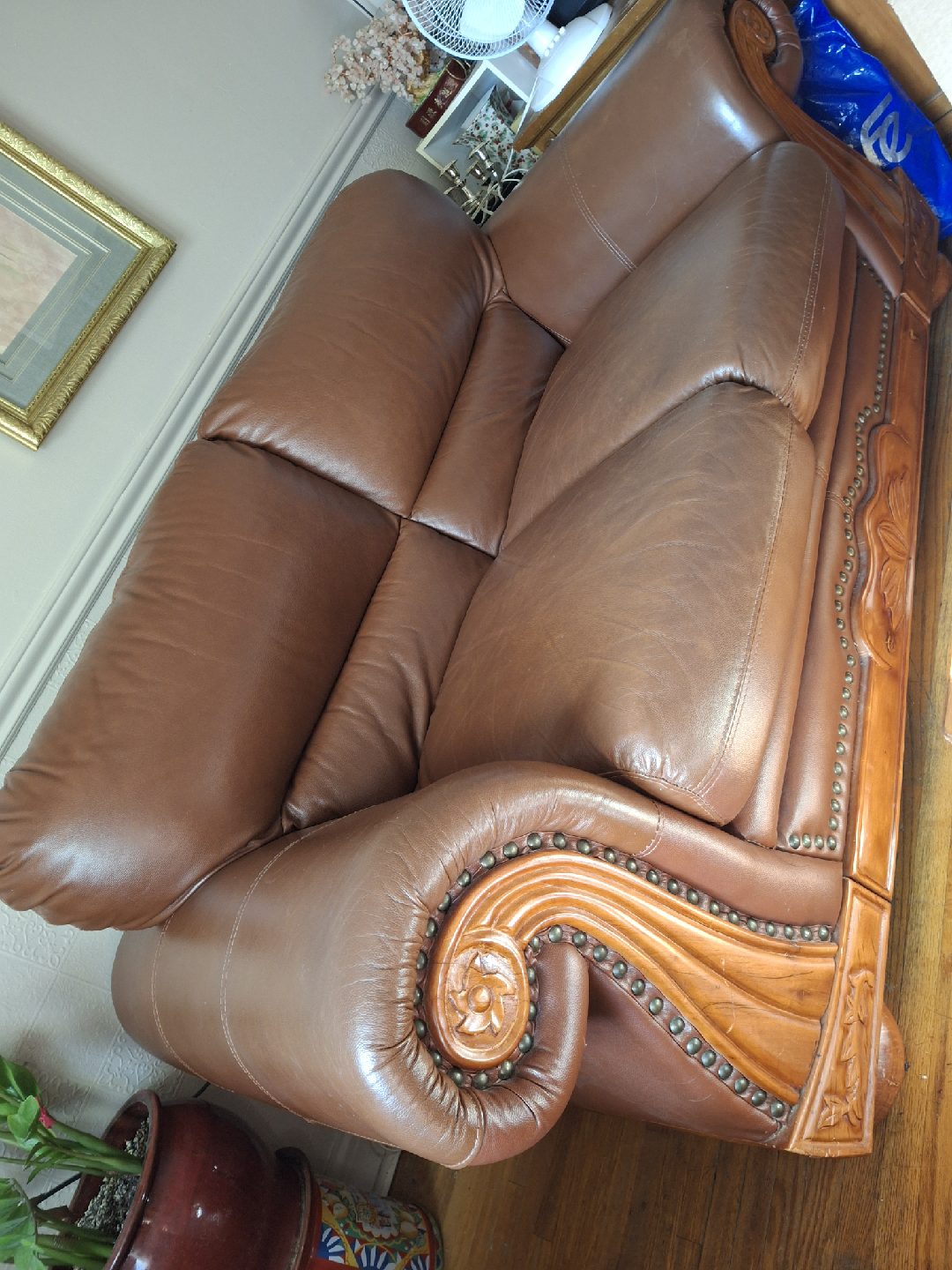 Brown Leather Sofa - photo 3