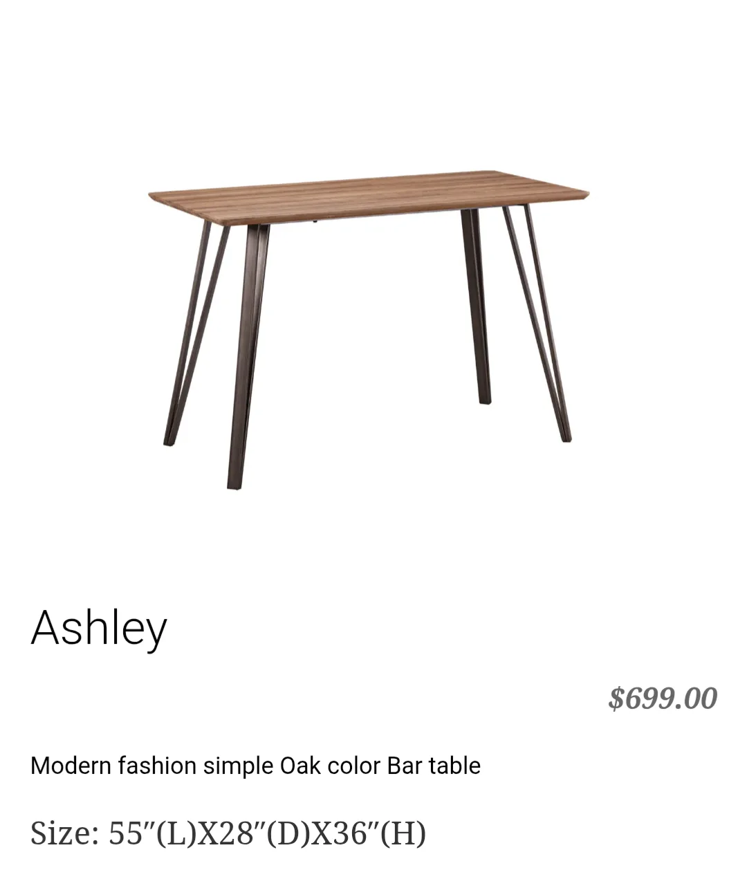 New in Box Ashley Oak Dining Bar Table 55"x28"x36" image indicator(2)