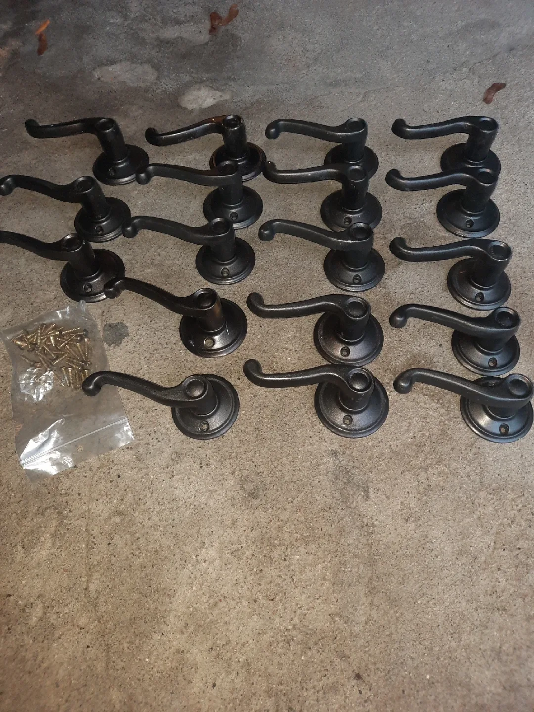 Lot of 18 Black Door Handles with Screws thumbnail