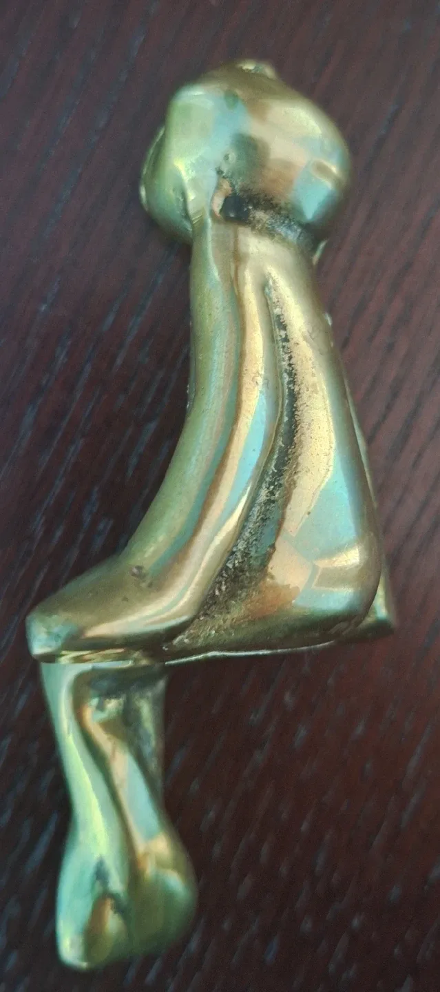 Vintage solid brass Figurines - Sitting Frog and Fish image indicator(4)