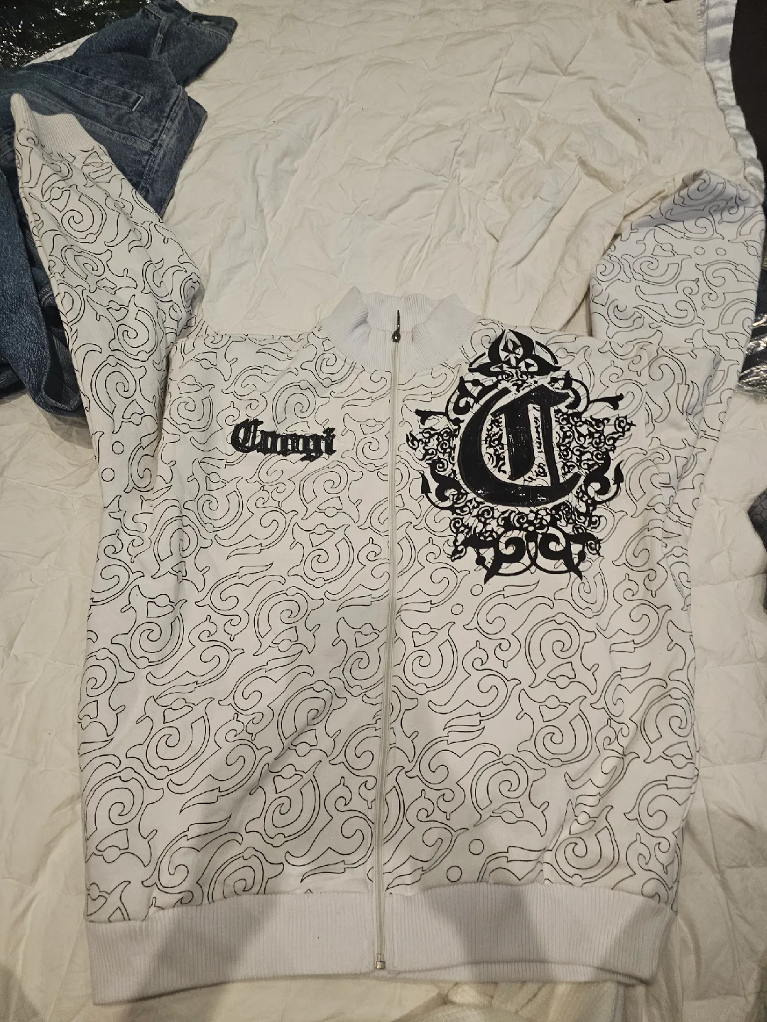 Clungi White Patterned Zip-Up Jacket thumbnail