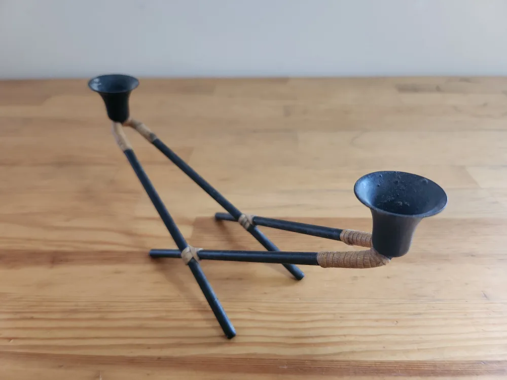 Vintage Danish Metal Cane Candleholder by Laurids Lonborg 1960s thumbnail