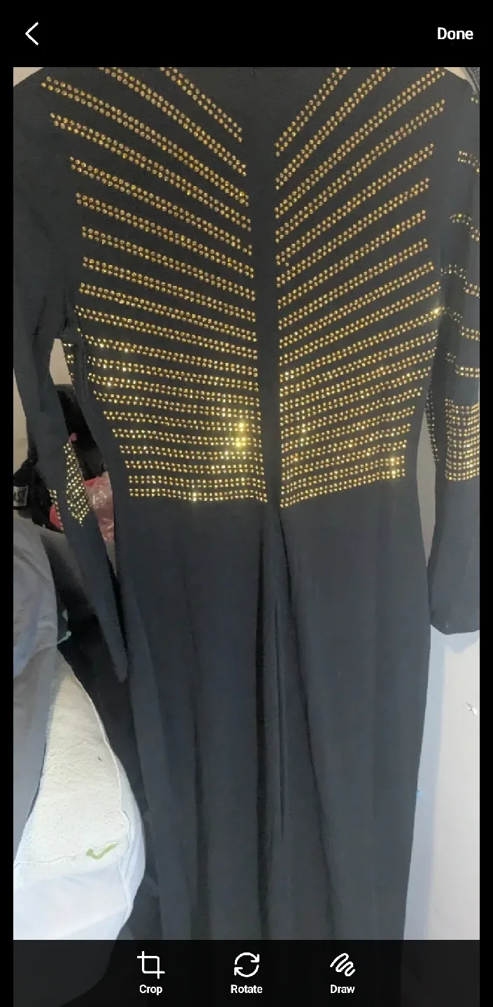 Black Long Sleeve Dress with Gold Embellishments image indicator(5)