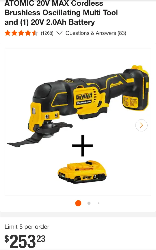 20V Max DeWalt ATOMIC Oscillating Multi-tool Combo Kit image indicator(2)