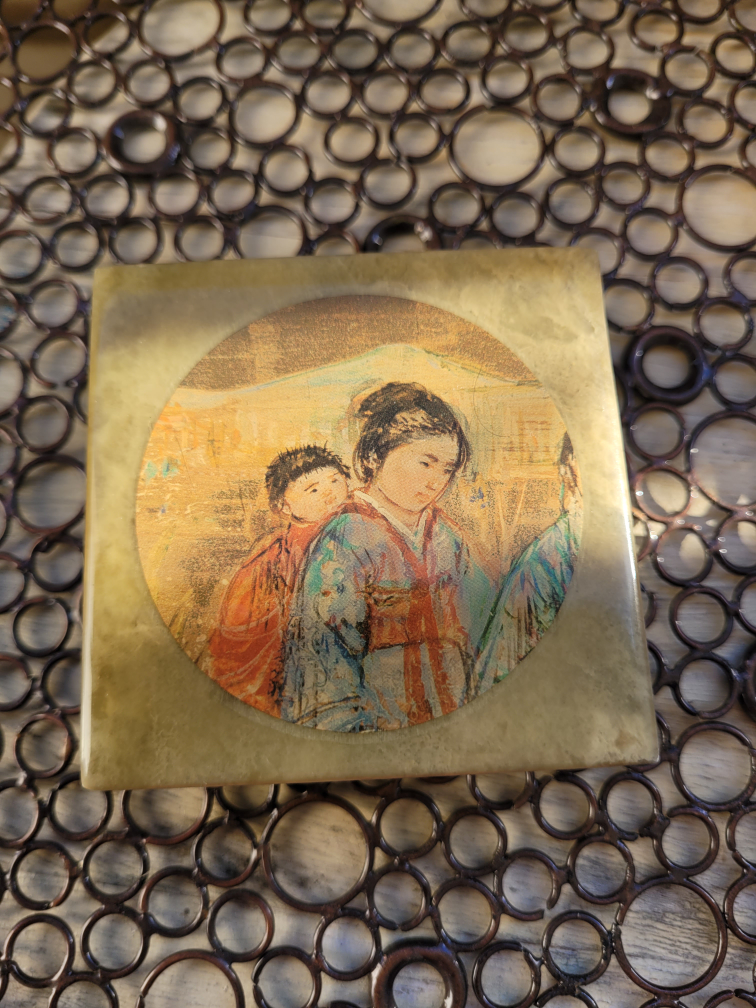 Edna Hibel Marble Trinket Box with Booklet🧡 Bingo