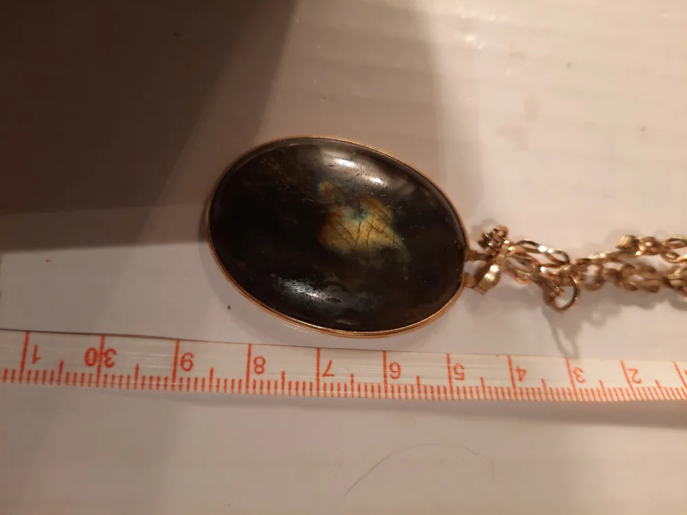 Vintage Gold Tone Pendants labradorite stone & Necklace image indicator(10)