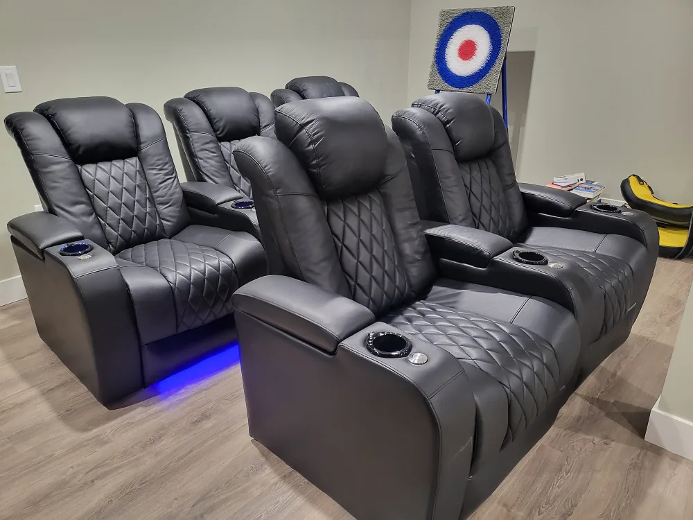 Black Leather Home Theater Reclining Seats image indicator(2)