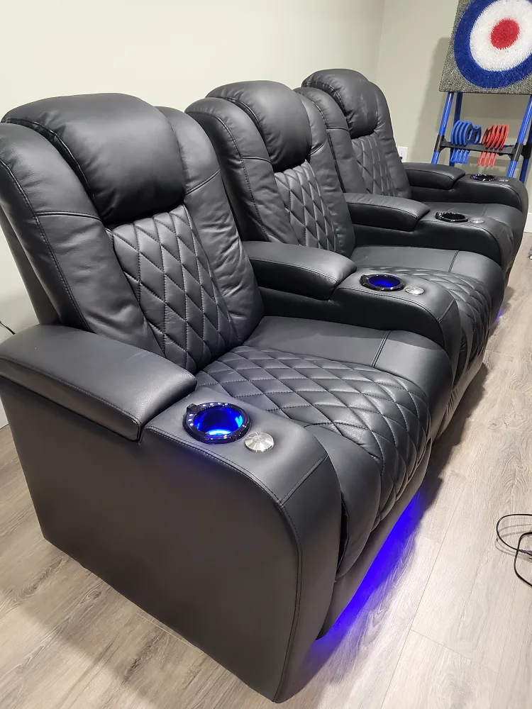 Black Leather Home Theater Reclining Seats image indicator(3)