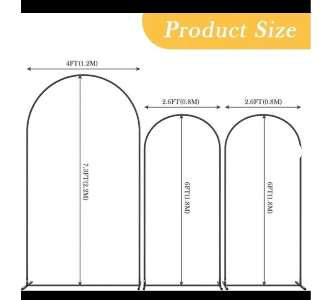 New Black Wedding Arch Backdrop Stand –3 -Set - 7 FT, 6 FT, 6 FT image indicator(2)