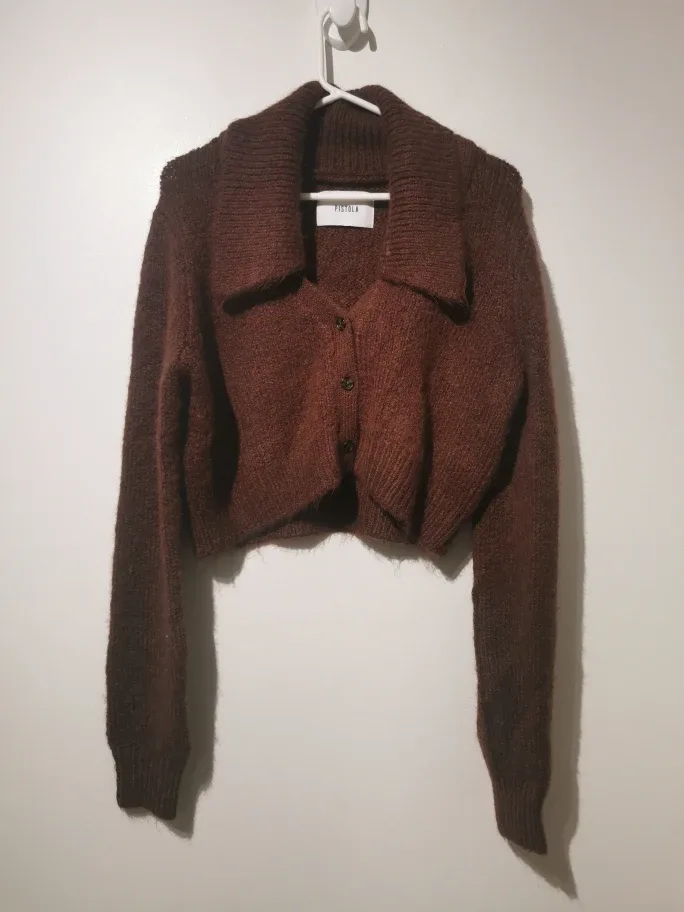 Pistola Lenore Collard Cropped Cardigan Brown large image indicator(2)