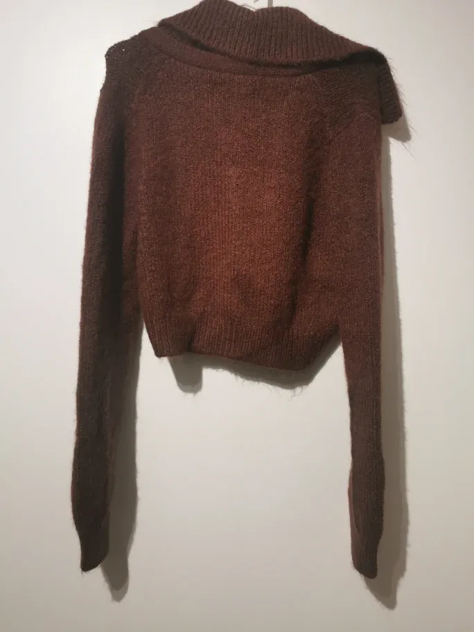 Pistola Lenore Collard Cropped Cardigan Brown large image indicator(6)