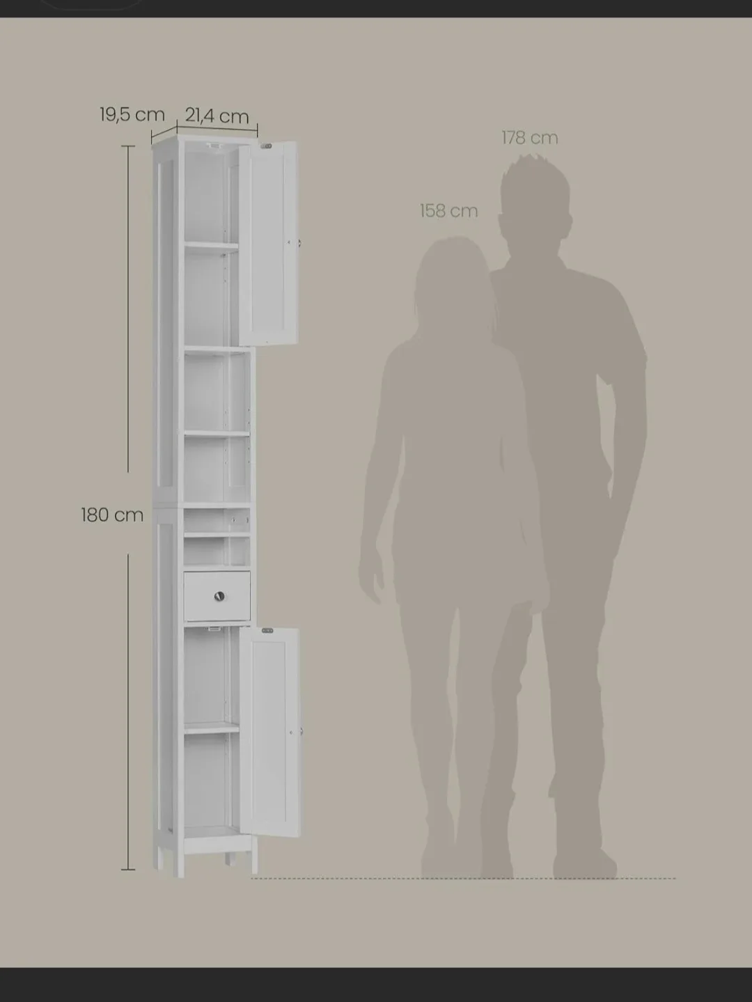 VASAGLE Bathroom Cabinet, White, New in Box image indicator(3)