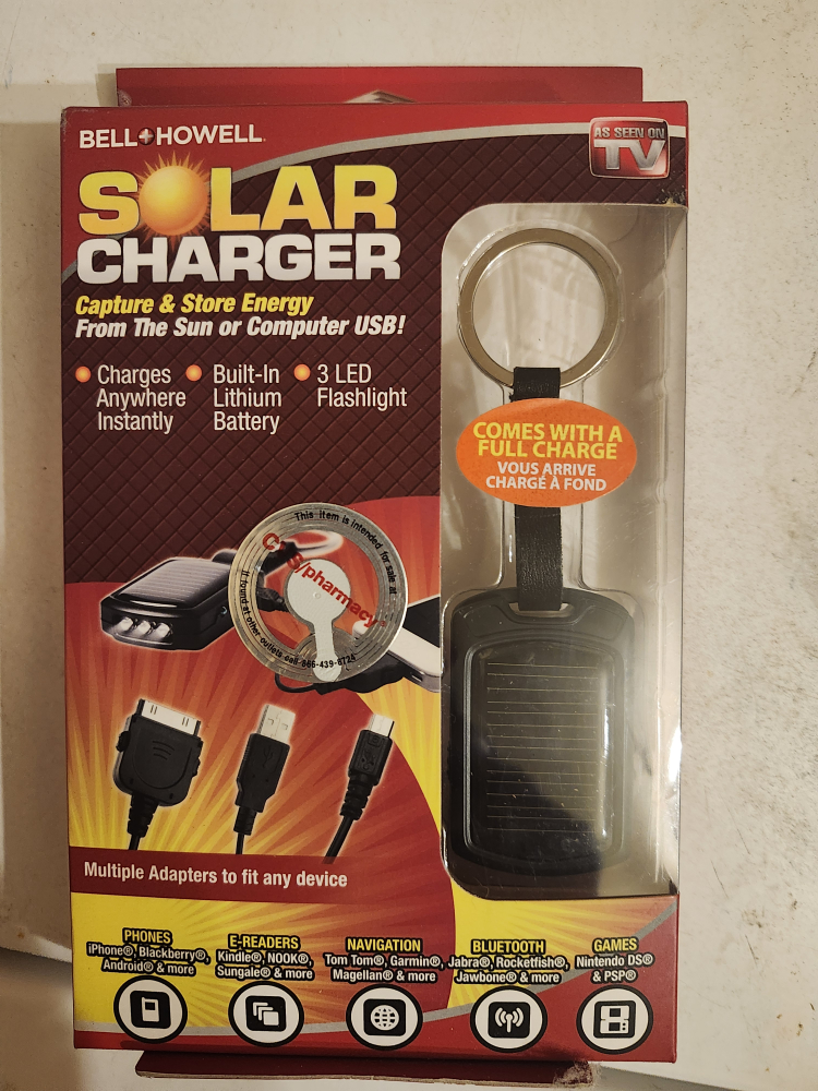 Bell+Howell Solar Charger w/ Adapters - New in Box