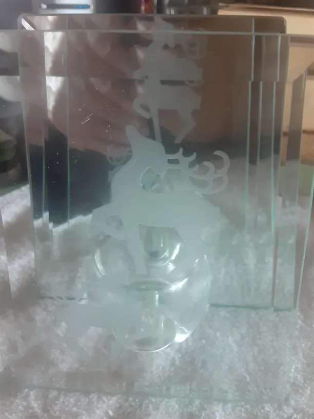 Glass Candle Holder with Reindeer Design image indicator(10)