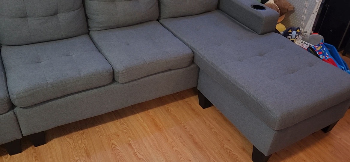 Grey Sectional Sofa with Chaise Lounge - photo 4
