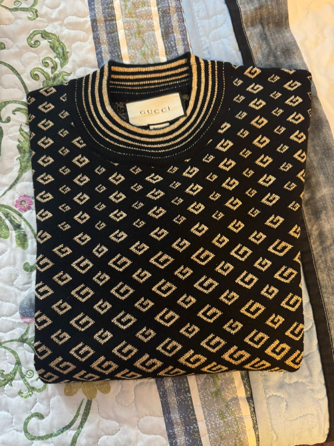 Gucci Black & Gold Pattern Knit Sweater