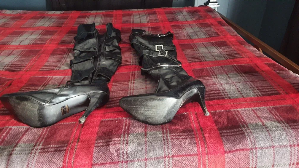 Black Thigh High Heel Boots image indicator(2)