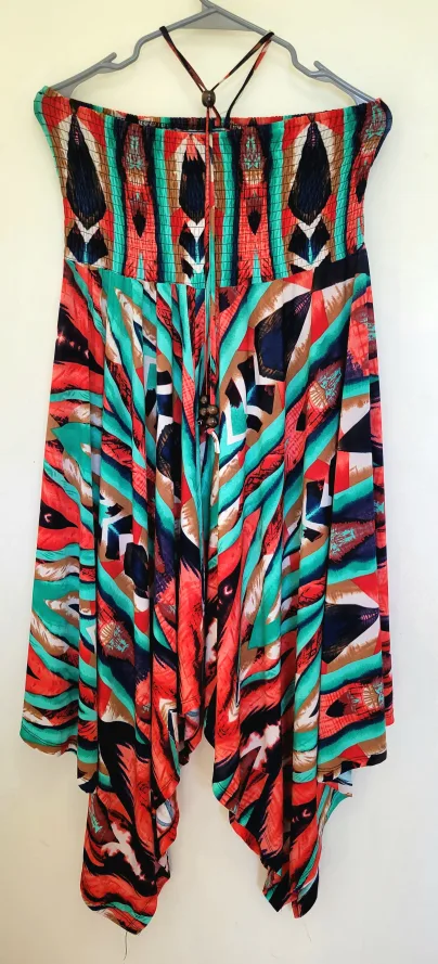 Patterned Strapless Halter Dress - Size L image indicator(2)