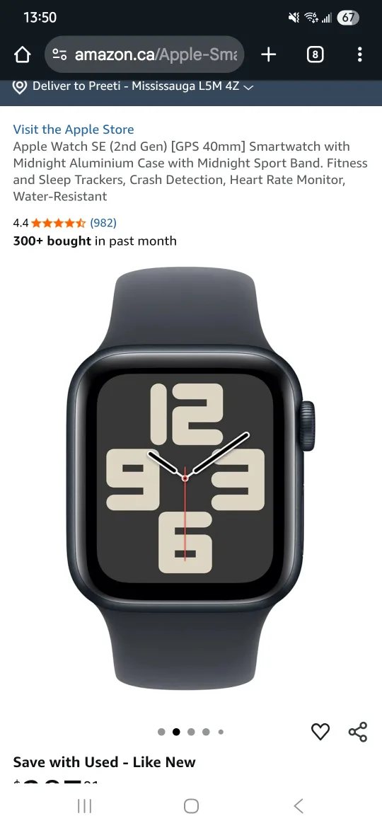 Apple Watch SE (2nd Gen) 40mm Midnight Aluminium image indicator(2)