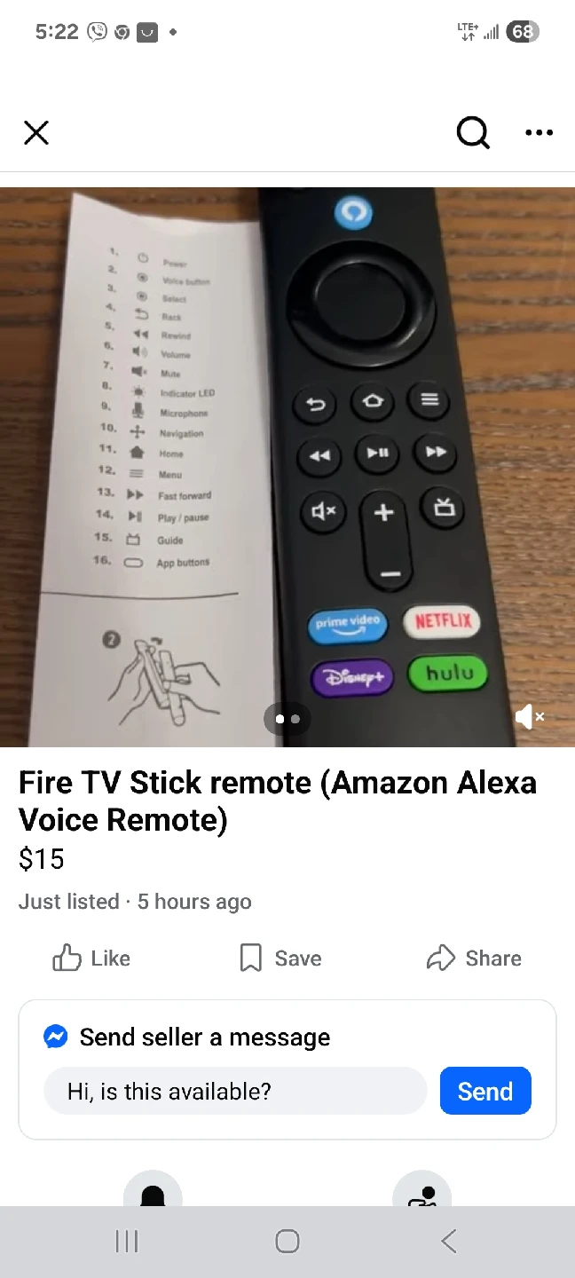 Amazon Fire TV Stick Alexa Voice Remote