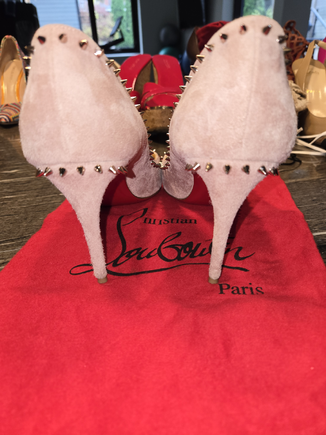 Christian Louboutin Pink Suede Spike Heels - Size 41 - photo 3